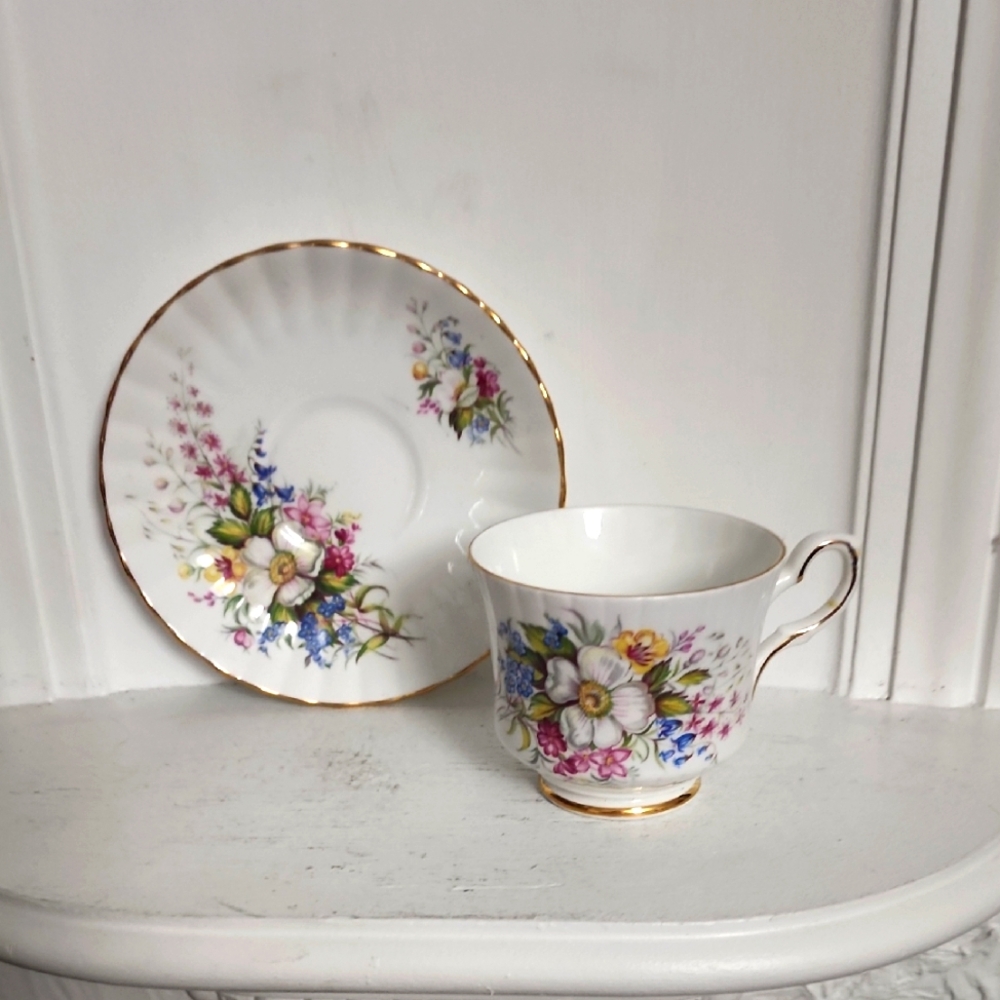 Windsor bone china Anniversary teacup and saucer. England